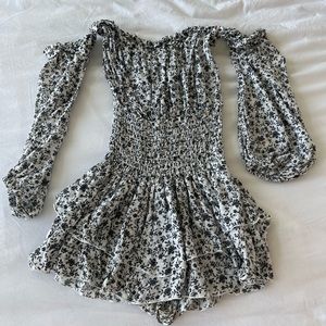 Black and white floral romper